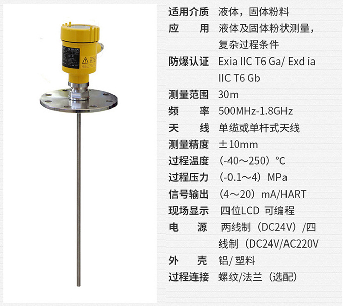 防爆雷達物位計RD710技術(shù)參數(shù)表圖