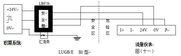 脈沖輸出渦街流量計防暴型渦街流量儀表配線設(shè)計圖一